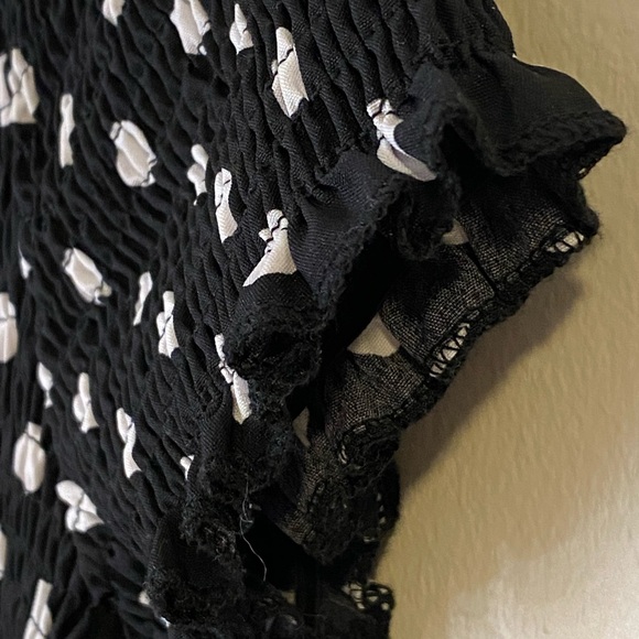 Black Polka Dot Off-Shoulder summer maxi Dress  side slits  XL New without tags - Picture 4 of 10